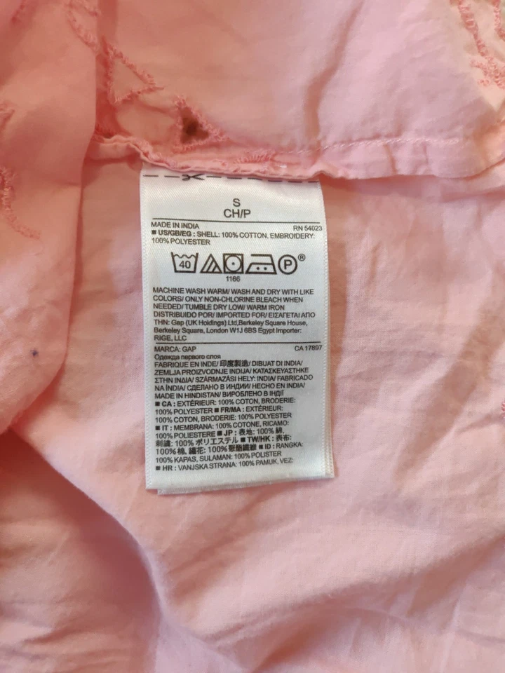 Concha bordada recortada feminina GAP tamanho P rosa claro - Imagem 3 de 4