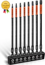 Impact Security Torx Bit Set 6-Inch Long (8-Pack T8-T40), S2 Steel Tamper Proof