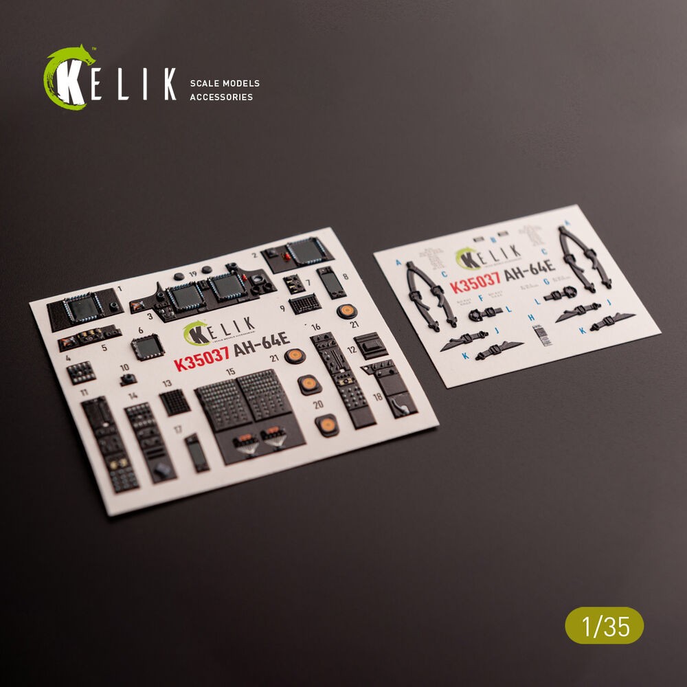 Kelik K35037 1:35 AH-64E Apache Interior 3D Decals for Takom Kit - New