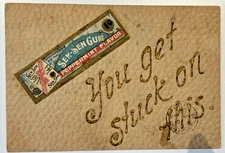 1908 Sen-Sen Gum Advertising Postcard – Peppermint Wrapper – Early Chewing Gum