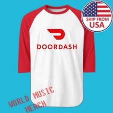 Doordash Food Delivery Men's Raglan Red Size S to 2XL