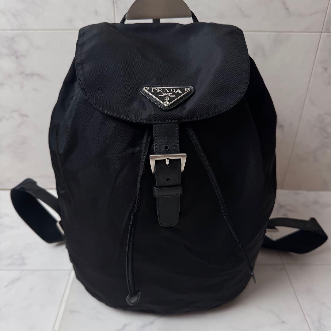 PRADA Backpack Triangular Logo Tessuto Nylon Blac… - image 2