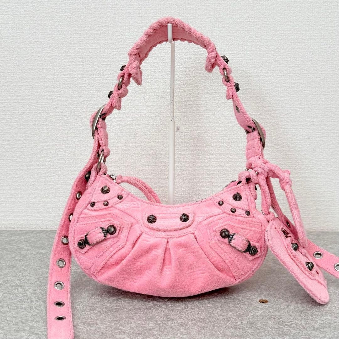 Balenciaga Lucagol XS Shoulder Bag, Pink, Terry Cloth image 2