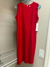 NWT Calvin Klein Red Sleeveless Dress Back Zip Size 6 Business Casual