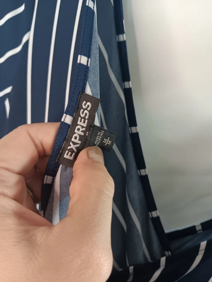 Express синий белый в полоску брюки с короткими рукавами Джерси комбинезон комбинезон размер M - Изображение 4 из 4