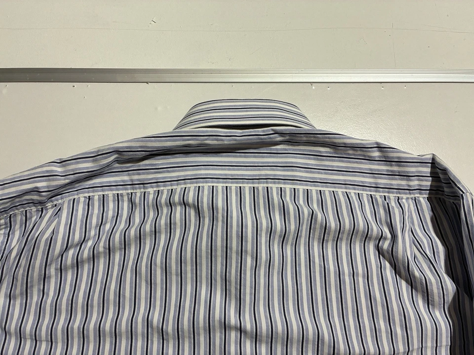 Camisa de vestir Givenchy para hombre azul a rayas XL 100 % algodón logotipo bordado de Tailandia Foto 4 de 4