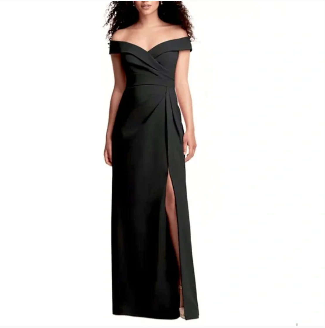 After Six Womens Dress Size 10 Black Pleated Bodice Off Shoulder Formal Gown  | eBay