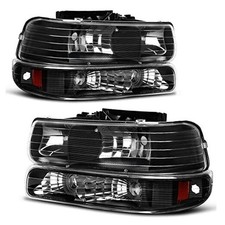Headlight Assembly Replacement for 99-02 Silverado 1500 Black Housing Chevy