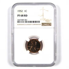 1952 Lincoln Wheat Cent PF 68 RD NGC Penny 1c Proof Coin SKU:I7552