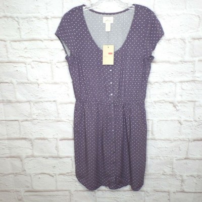 New! Levi's Women's size M Button Down Shirt Dress Polka Dot Cap Sleeve Pockets