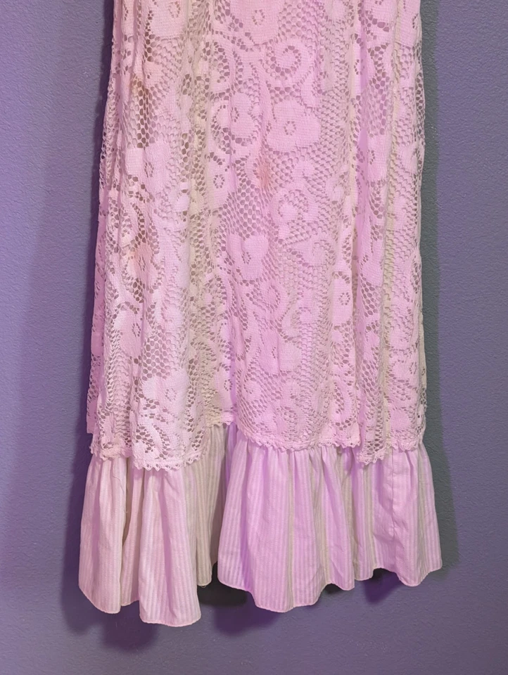Vestido de encaje floral blanco Gunne Sax 1972 vintage - talla 7 - pradera, boda, casa de campo Foto 3 de 4