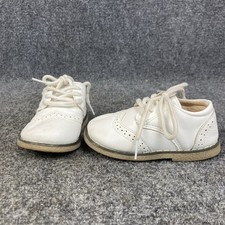Meckior Kids Size 22 EU/US 6 White Leather Lace Up Wingtip Dress Shoes