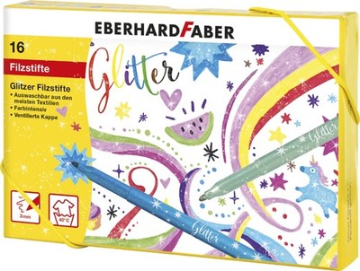16 EBERHARD FABER Glitter-Fasermaler, 16er Geschenkkarton