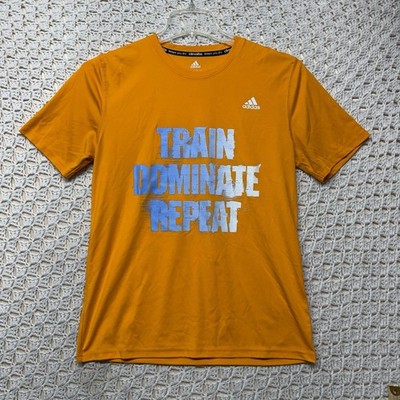 Adidas T-Shirt Youth Size XL (18) Orange Climalite  Train Dominate Repeat