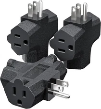 K KASONIC - 3-Outlet Grounding Adapter, [UL Listed] Plug Extender, Black 