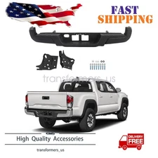 TO1103125 Rear Step Bumper Powdercoated Black Steel For Toyota Tacoma 2016-2023