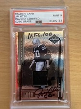 JIM OTTO SIGNED LEAF PATCH CARD “00” NFL 100 PSA/DNA CERT AUTOGRADE MINT 9 19/50