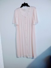 VINTAGE LORRAINE LIGHT PEACH COLOR BUTTON FRONT SHEER NIGHTGOWN Small Spot 