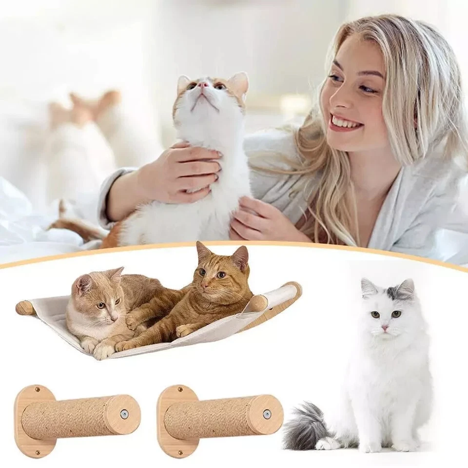 Hamaca para Gato Montada en la Pared Madera Gatito Cama Colgante Muebles para Mascotas - Estante T1Y4 Foto 3 de 4