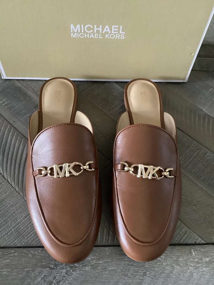 全新带标签 Michael Kors Tiffanie 一脚蹬 乐福鞋 骡子平底鞋,尺寸 8,150 美元