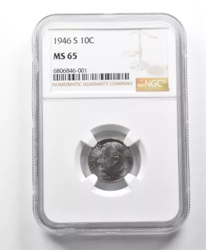 1946-S Roosevelt Dime MS65 NGC Beautifully Toned *8622