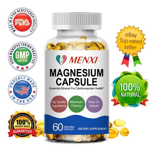 Magnesium Glycinate - 60 Capsules - Highest Potency - Gluten Free and Non-GMO - Picture 1 of 14