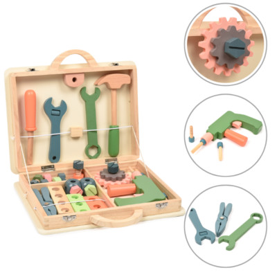 Holzwerkzeuge Werkzeugkoffer aus Holz für Kinder Kinderwerkzeuge zum Spielen