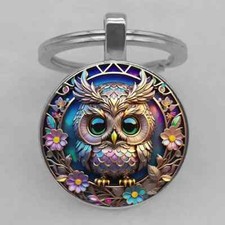 Vibrant Owl Keychain - Sturdy Metal Pendant - Perfect Gift for Loved Ones