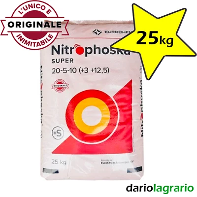Nitrophoska Super Concime NPK 20-5-10 Kg25 per Prato Agrumi Orto Frutti Olivo