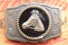 Vintage Cowboy Cowgirl Horse Head Western Belt Buckle