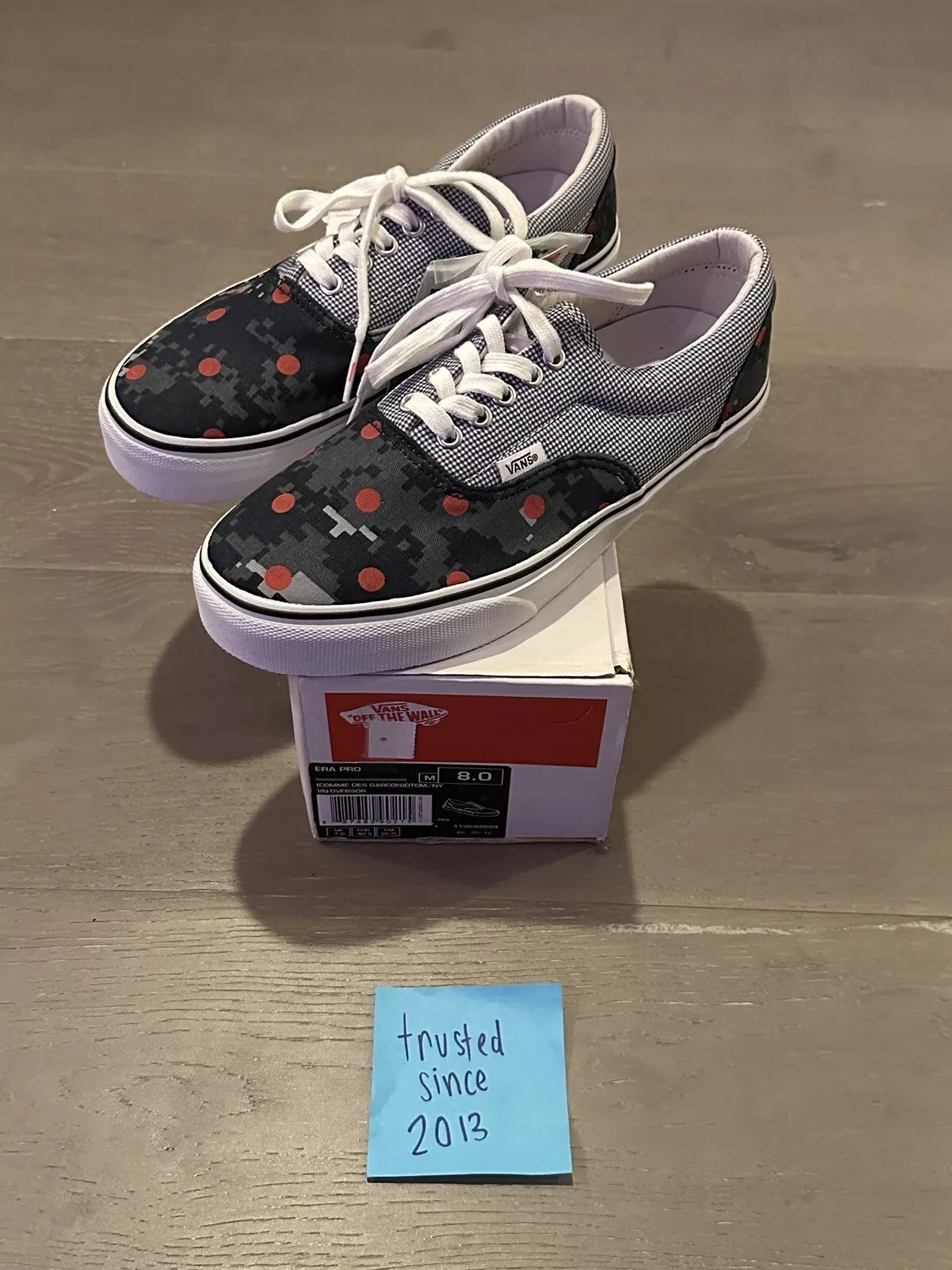 Supreme CDG Vans Digi Camo Taille 8 SS 2013 Comme des Garçons Polka Dot Navy Neuf