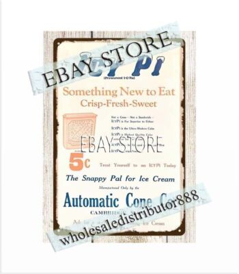 ICY PI ICE CREAM Automatic Cone Co Cambridge Massachusetts metal tin sign poster