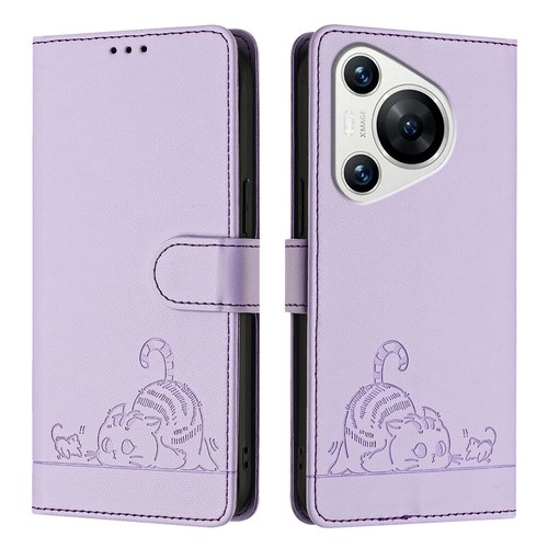 For Huawei Pura 70 P60 P50 P40 Cat Embossed Flip Wallet Case Phone Case Cover - Picture 16 of 18