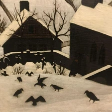 Hunters in the Snow – Franz Sedlacek – 1930 – Surrealist Winter Scene Art Print