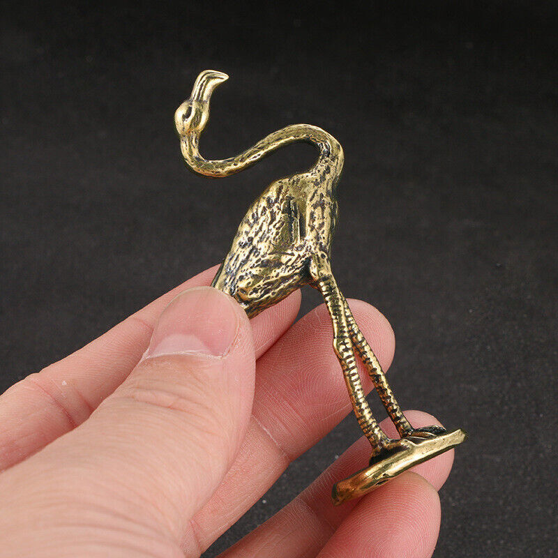 Solid Brass Flamingo Figurine Small Statue Home Ornament Figurines