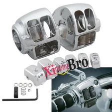 Chrome Switch Housing 6 Pcs Switch Caps Button For Harley Dyna Softail Sportster