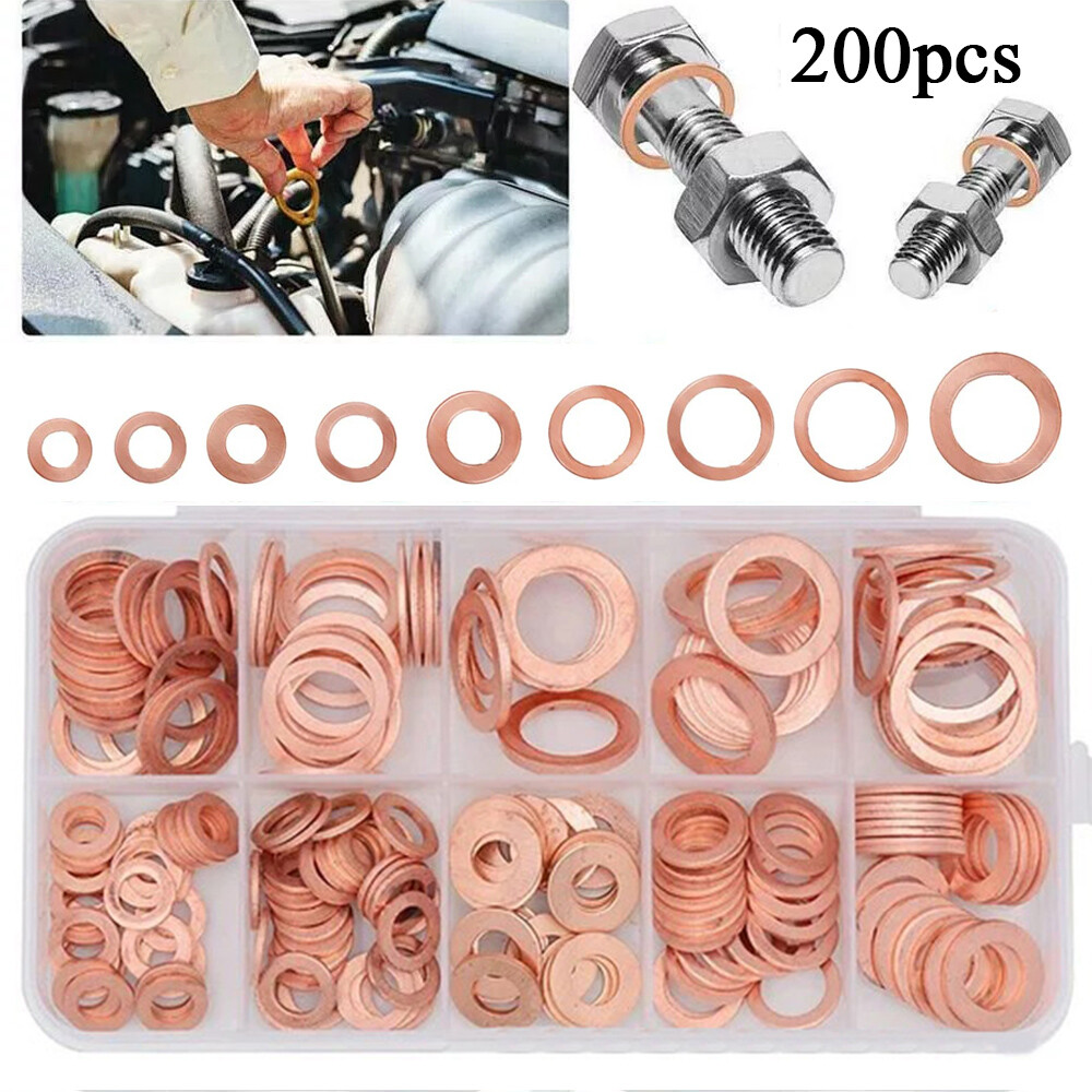 Gaskets Copper Seals Sealing Ring Assortment Set Copper Rings Oil Drain Seals
