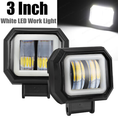 2X 3inch Flush Mount LED Work Light Bar Pods Spot Driving Fog Lamp Offroad Round