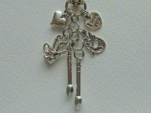 Artist Painter Palette Brushes Art Teacher Keychain Clip For Purse
