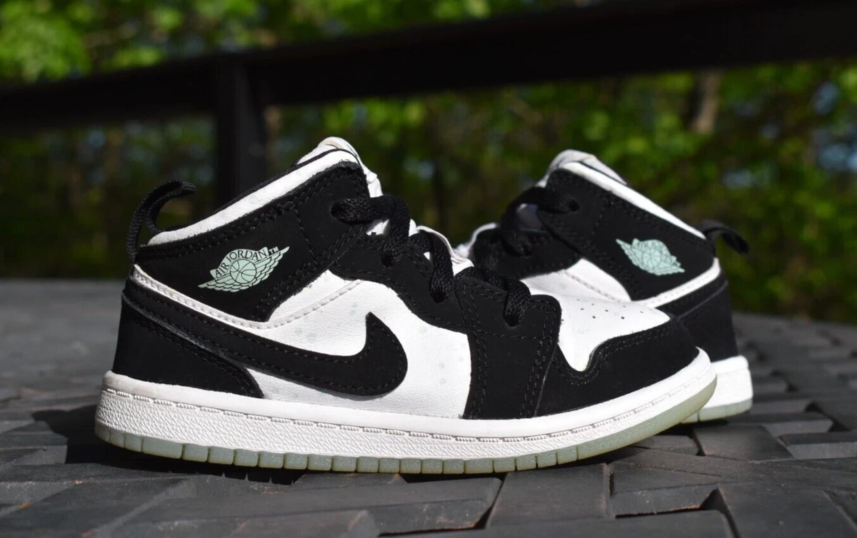 Nike Air Jordan 1 Mid TD Glow In Dark Panda BQ6933 103 Little