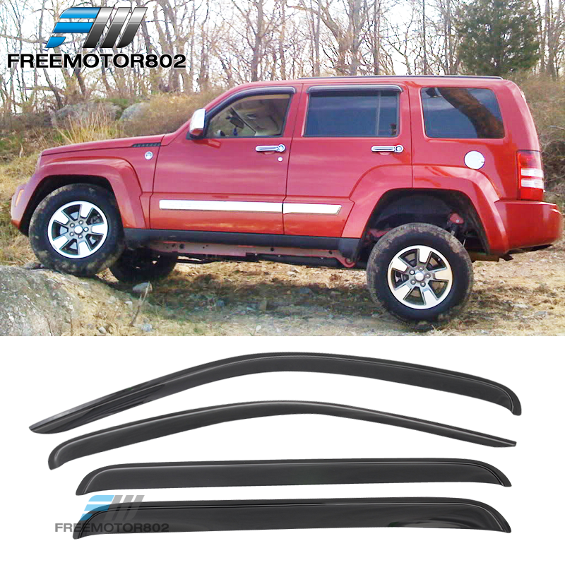 Fits 0814 Jeep Liberty Window Visors Rain Sun Guard Acrylic 4 Pieces Set eBay