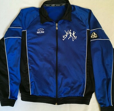Kelme Blue Black Calcio Futbol Soccer Hat Trick Academy HTFA Zip Jacket Small S