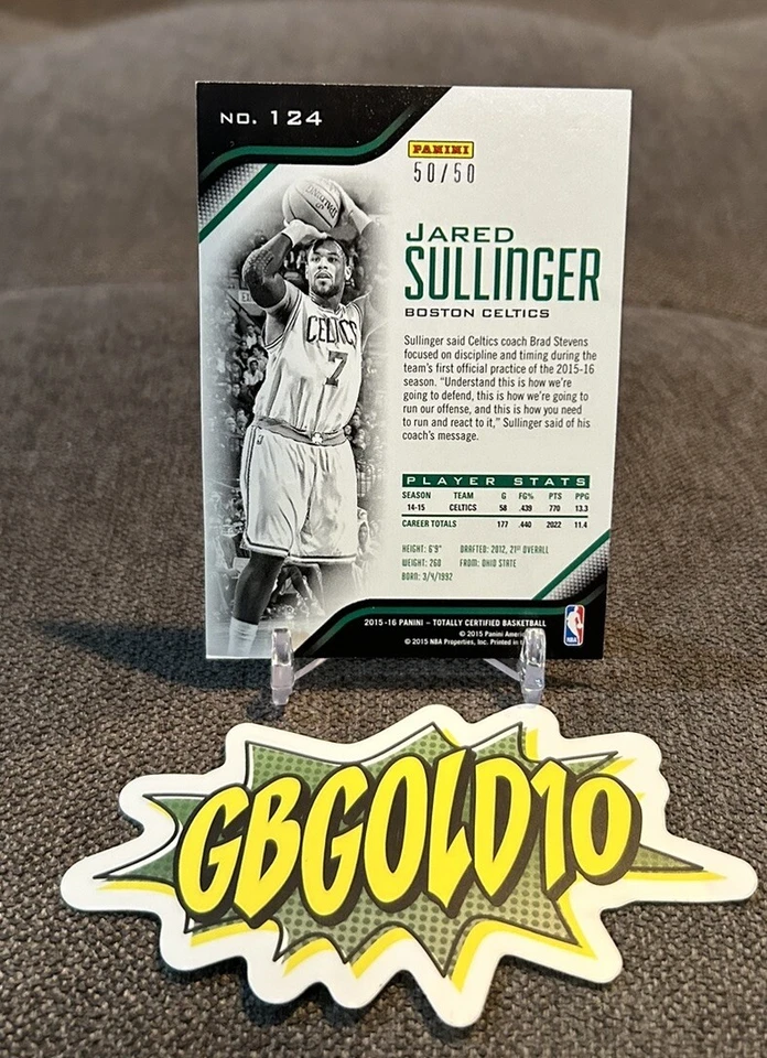 2015-16 Panini Totally Certified Mirror Purple /50 Jared Sullinger #124 - Image 2 of 3