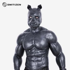 Smitizen Silicone Black Rhino Simulation Mask Realistic Skin for Cosplay