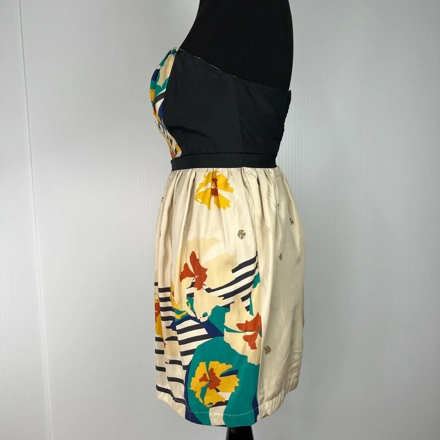 Hype Dress Women 0 Silk Elastic Waist Lined Floral Mini Boho Work Party Core Go - Image 4 of 4