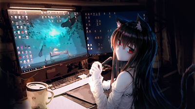 Anime girls digital art artwork 2d portrait computer Custom Gaming Mat Desk