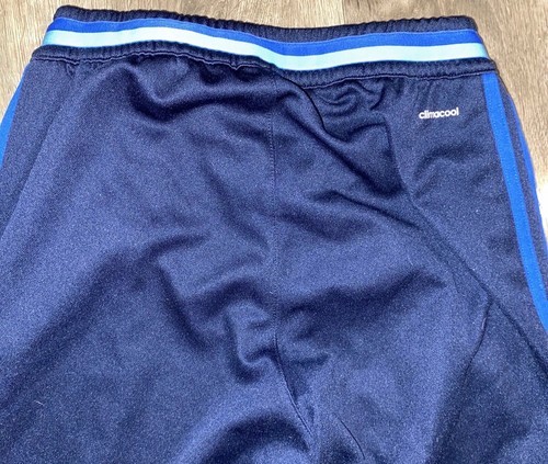 Adidas Youth Unisex Jogger Track Pants Navy W 3 Lt Blue Stripes Size XS 21X29.5” - Picture 8 of 9