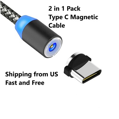 2 in pack Magnetic Type C Cable Heavy Duty Charger Charging Cord