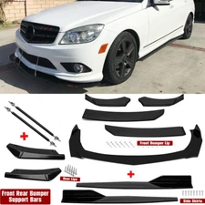 For Mercedes-Benz C Front Rear Bumper Lip Spoiler Splitter Body Kit Side Skirt