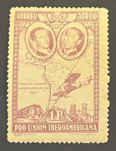 Travelstamps: 1930 Spain Air Mail Stamps Scott # C55a Jimenez & Iglesias MNH OG - Picture 5 of 5